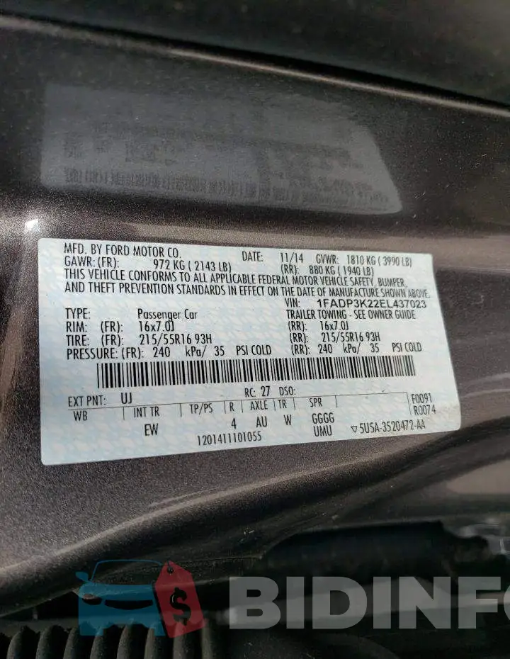 1FADP3K22EL437023 Photo# 12