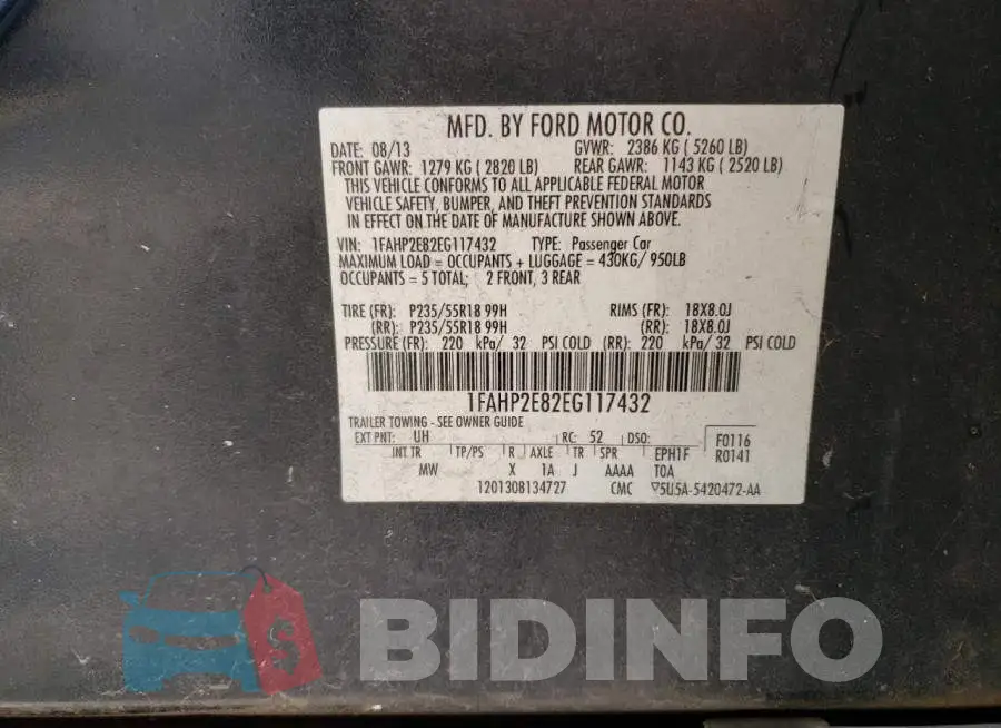 1FAHP2E82EG117432 Photo# 13