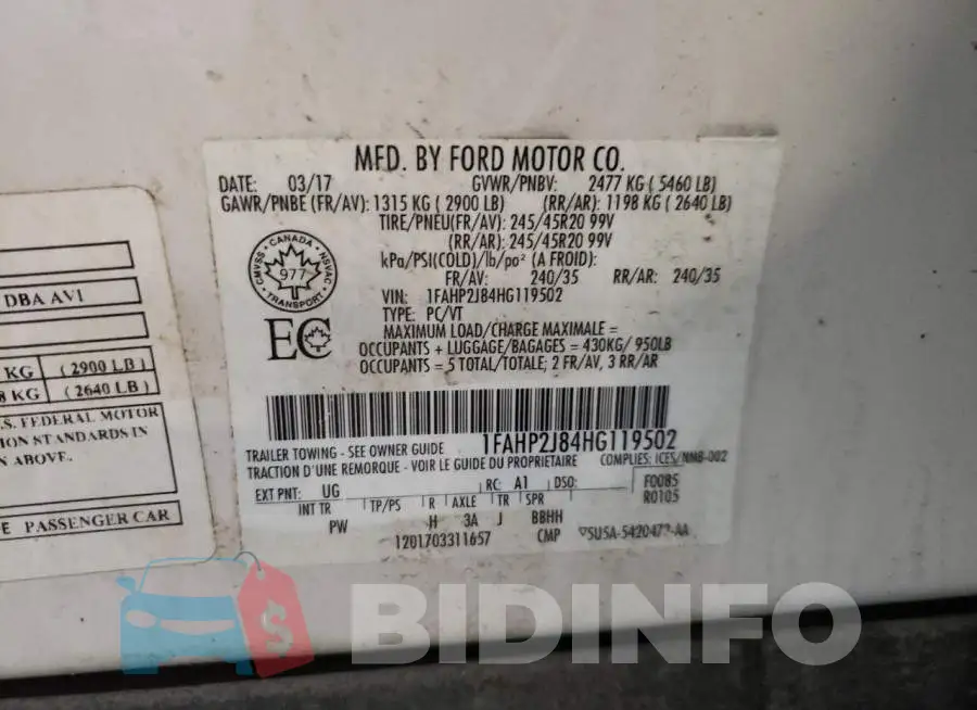 1FAHP2J84HG119502 Photo# 12