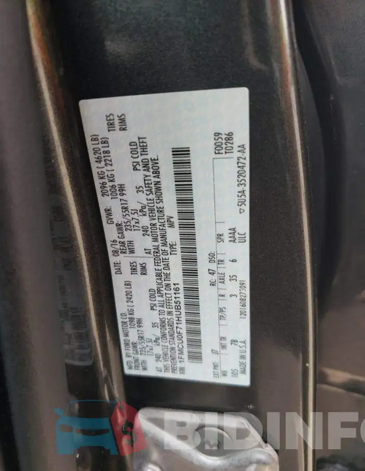 1FMCU0F71HUB51161 Photo# 13