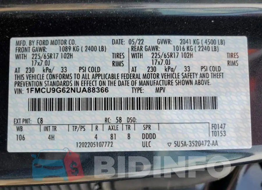 1FMCU9G62NUA88366 Photo# 13
