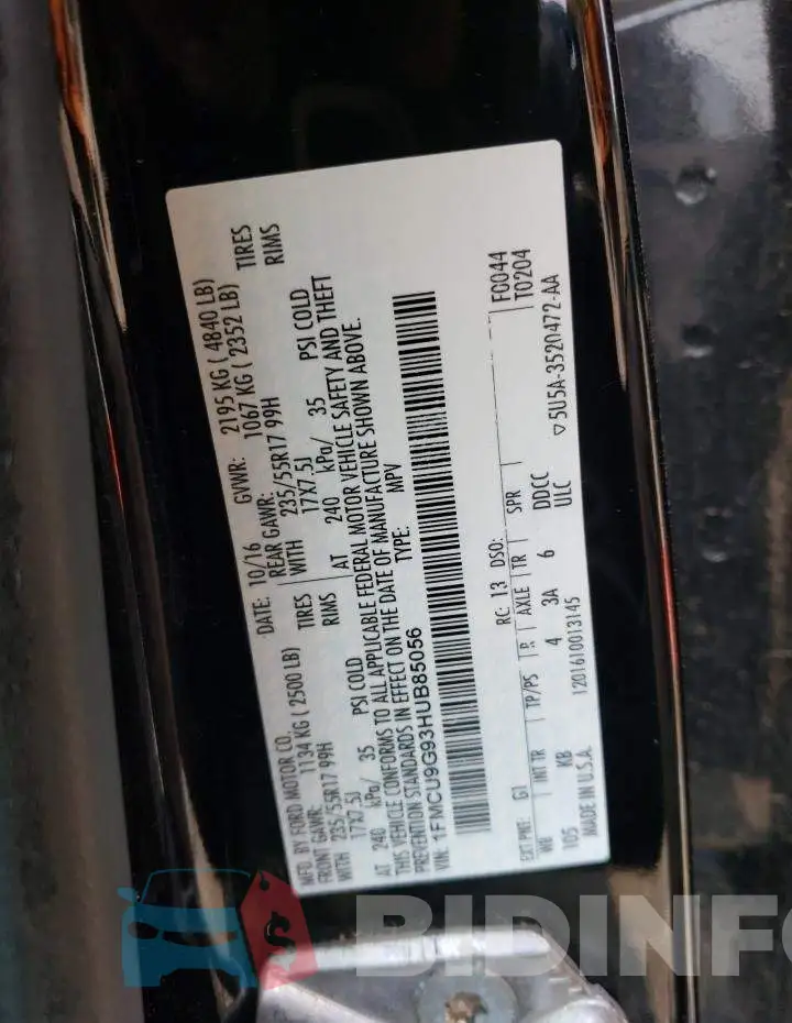1FMCU9G93HUB85056 Photo# 12