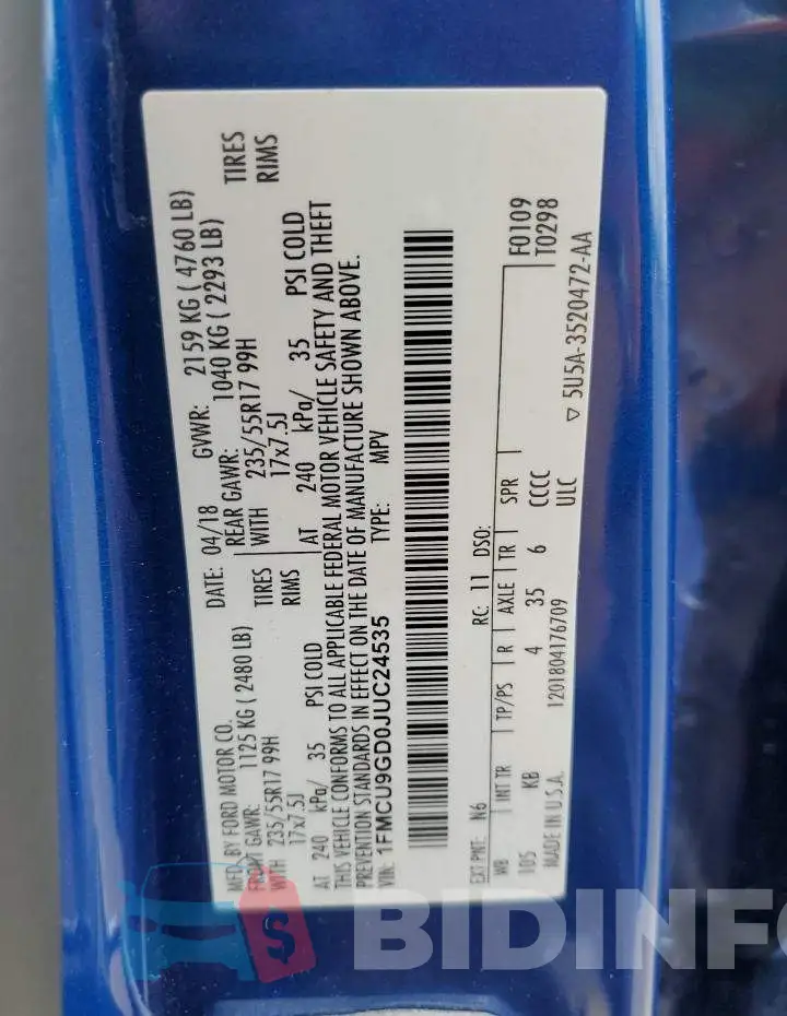 1FMCU9GD0JUC24535 Photo# 13