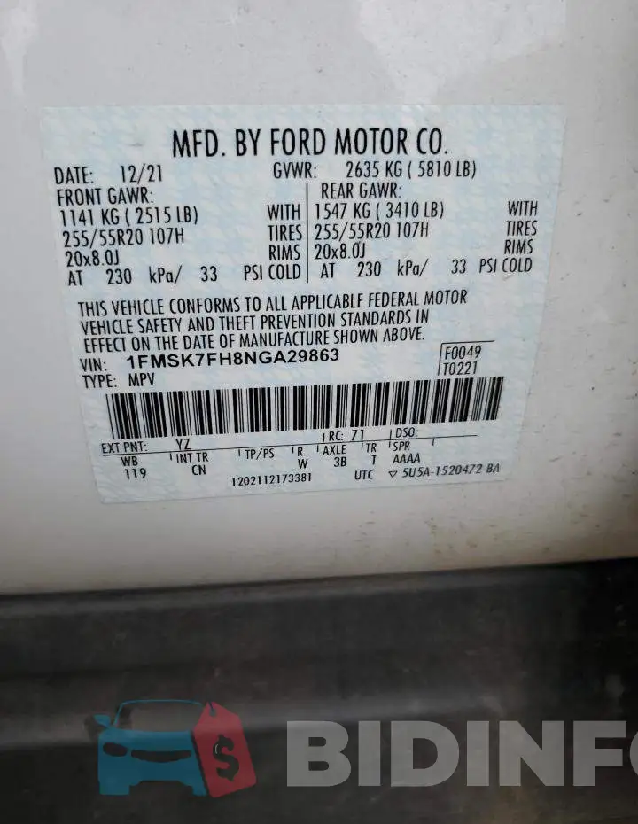 1FMSK7FH8NGA29863 Photo# 14