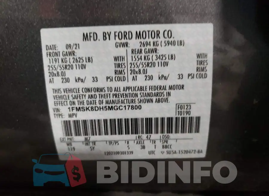 1FMSK8DH5MGC17800 Photo# 14