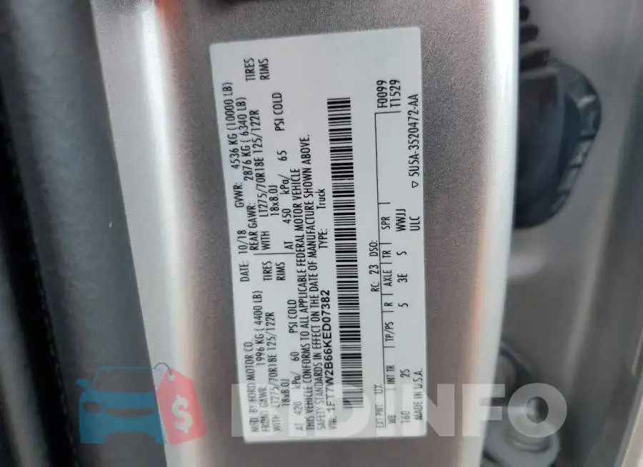 1FT7W2B66KED07382 Photo# 12