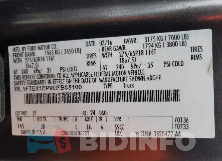 1FTEX1EP9GFB65100 Photo# 12
