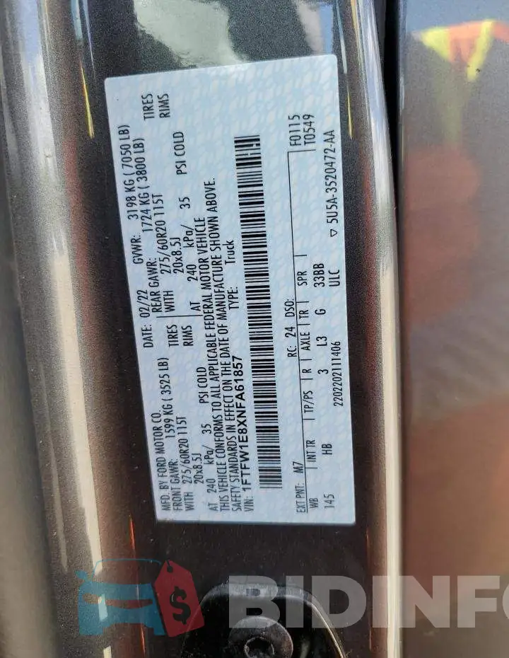 1FTFW1E8XNFA61857 Photo# 13