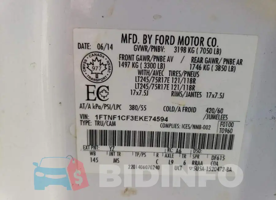 1FTNF1CF3EKE74594 Photo# 12