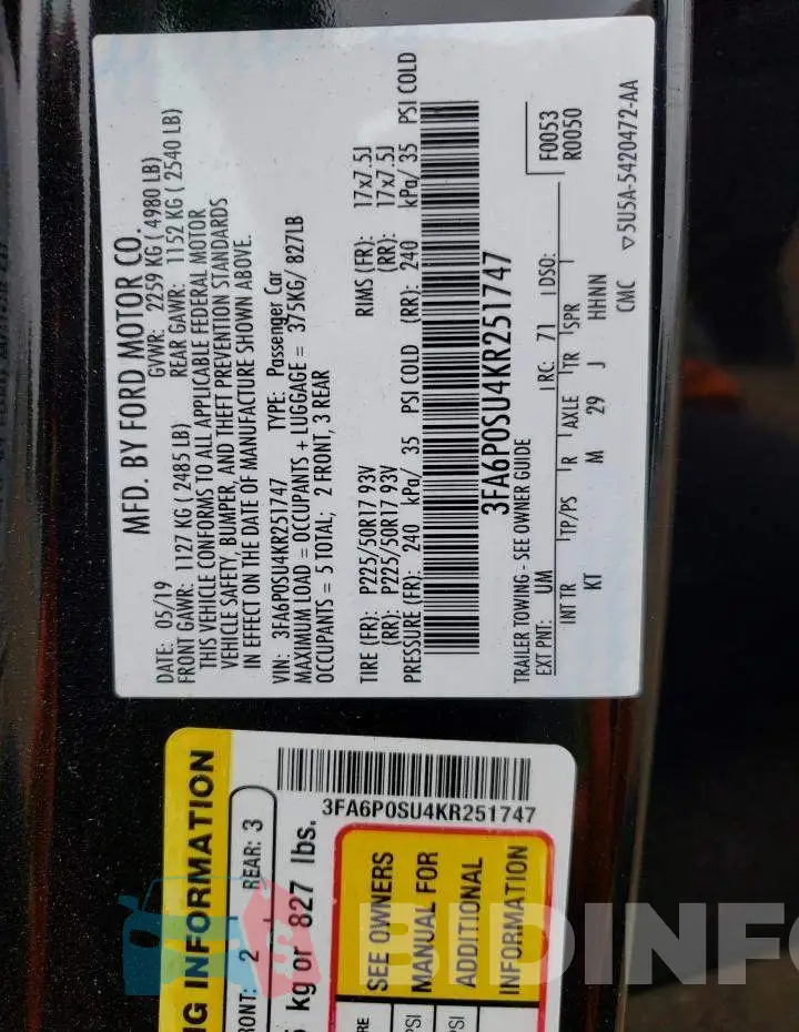 3FA6P0SU4KR251747 Photo# 13