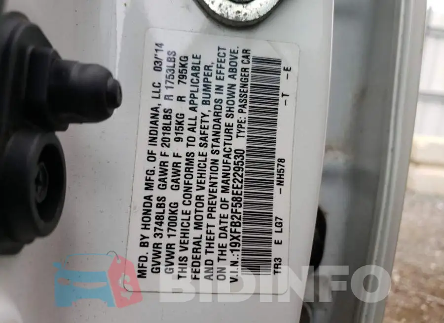 19XFB2F58EE229530 Photo# 13