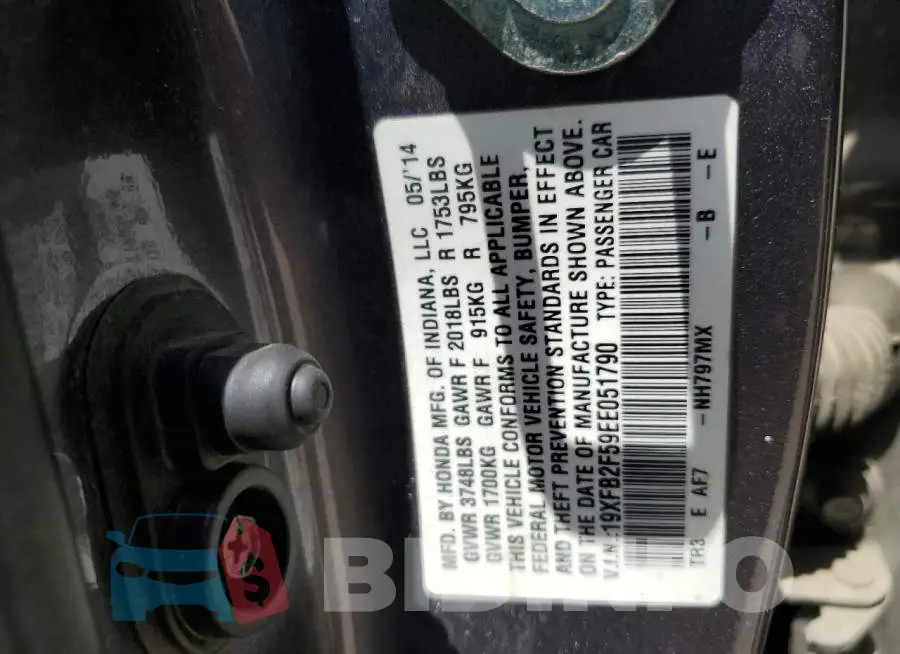 19XFB2F59EE051790 Photo# 12