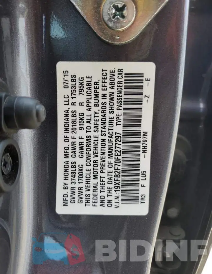 19XFB2F70FE277297 Photo# 12