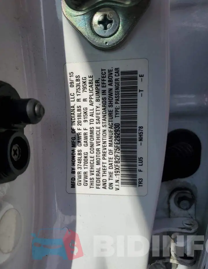 19XFB2F75FE292930 Photo# 12