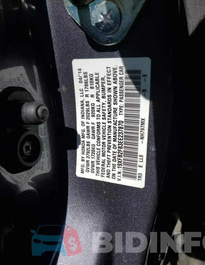 19XFB2F83EE237870 Photo# 14