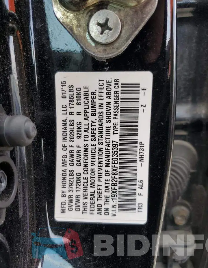 19XFB2F8XFE035397 Photo# 12