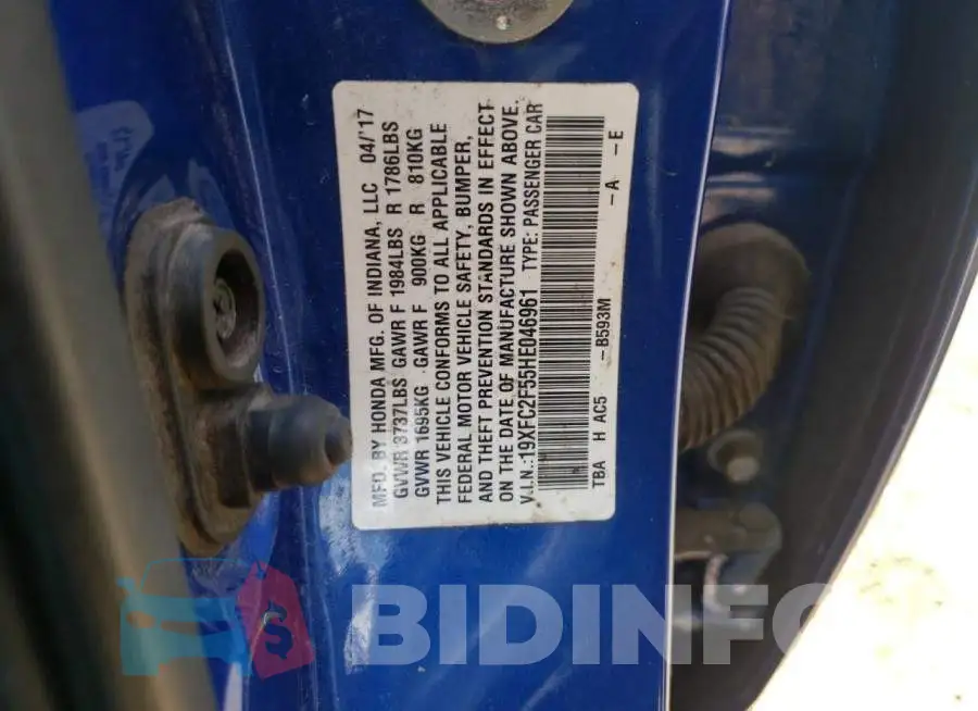 19XFC2F55HE046961 Photo# 12