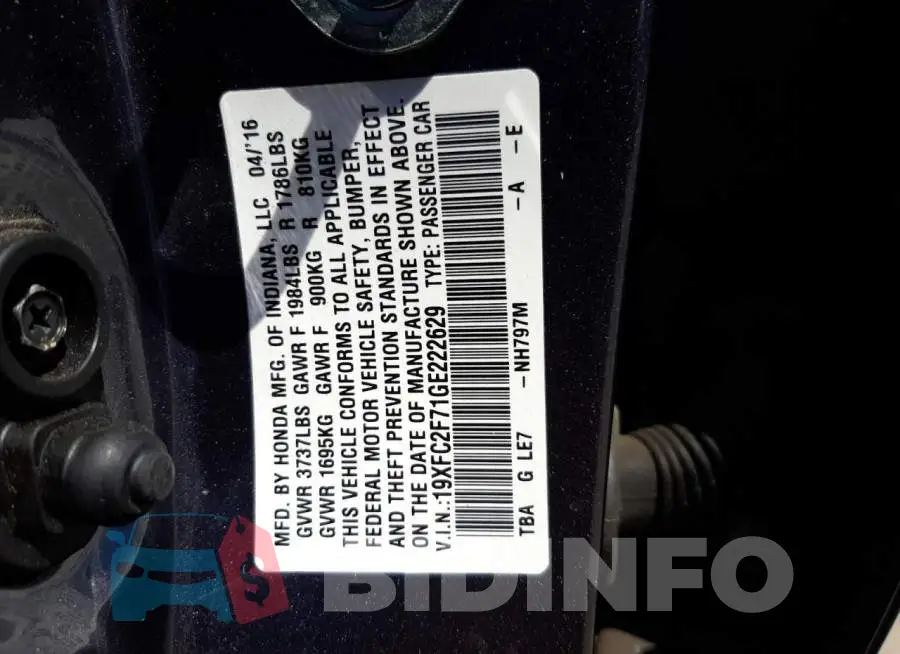 19XFC2F71GE222629 Photo# 13