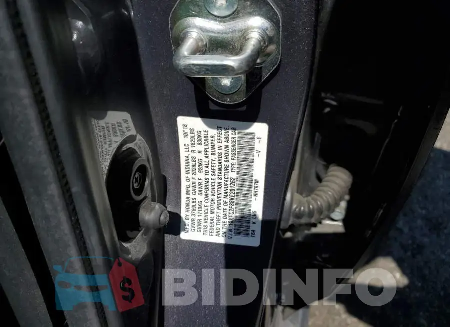 19XFC2F88KE201262 Photo# 12