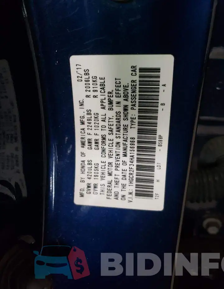1HGCR2F34HA156968 Photo# 12