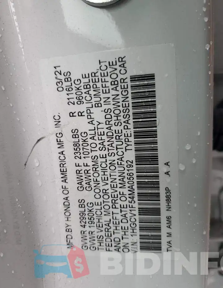 1HGCV1F54MA056192 Photo# 12