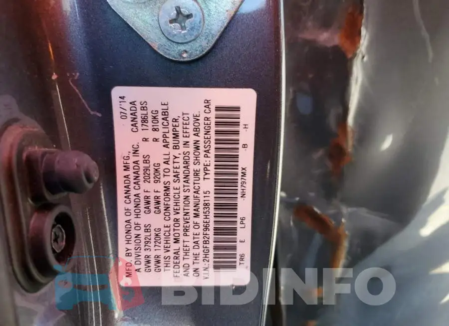 2HGFB2F96EH538115 Photo# 13