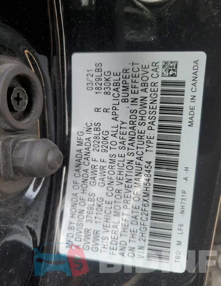 2HGFC2F6XMH548454 Photo# 12