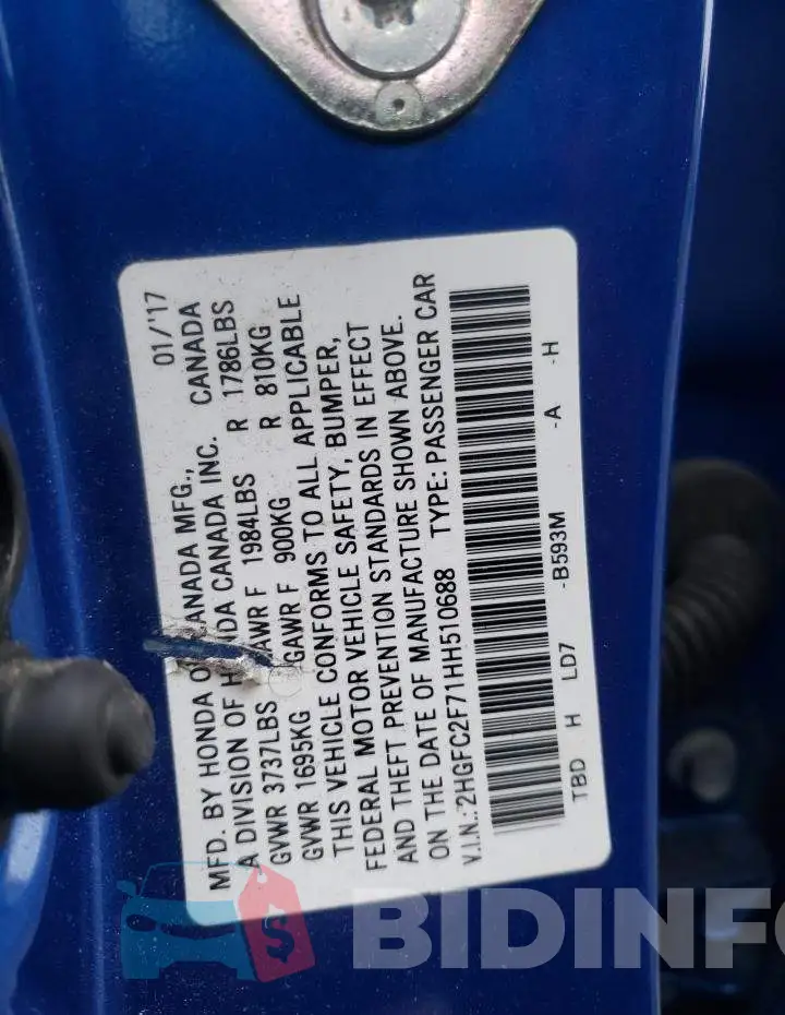 2HGFC2F71HH510688 Photo# 12