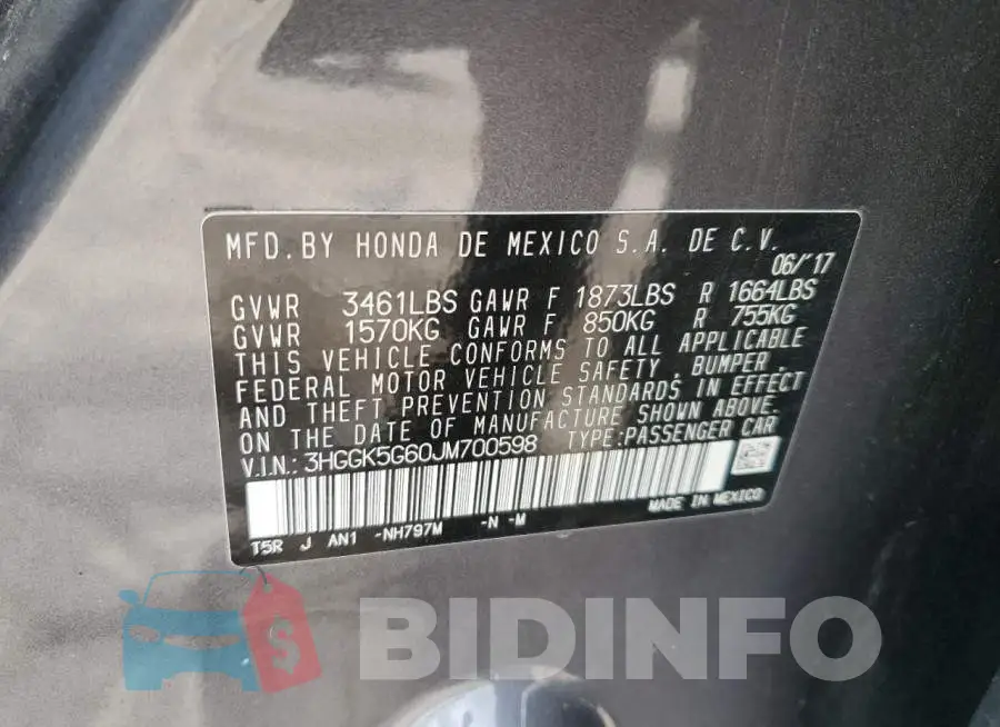 3HGGK5G60JM700598 Photo# 12