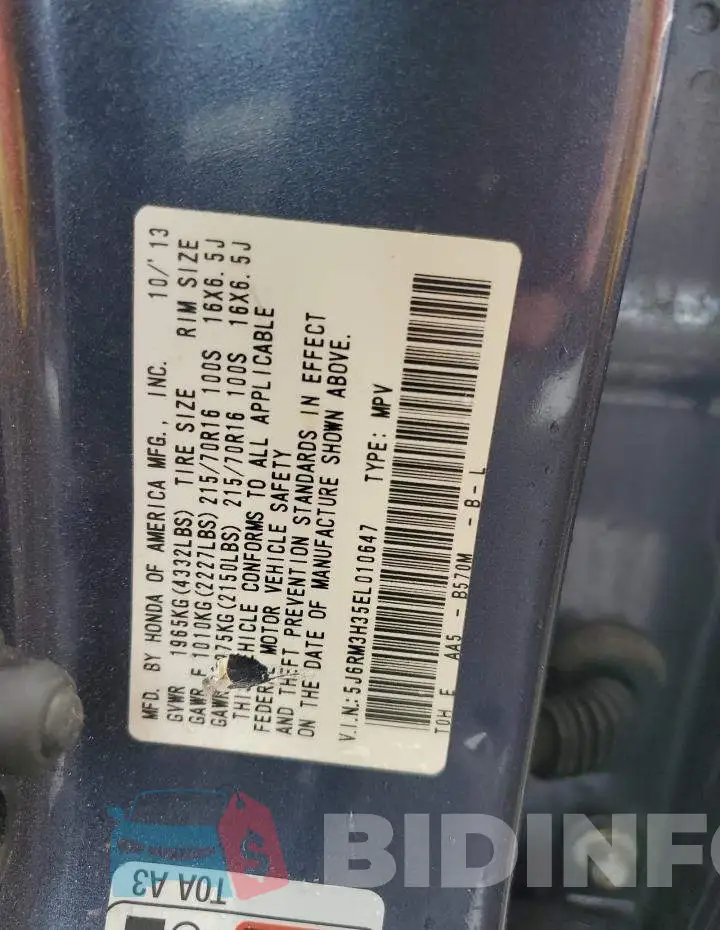5J6RM3H35EL010647 Photo# 12