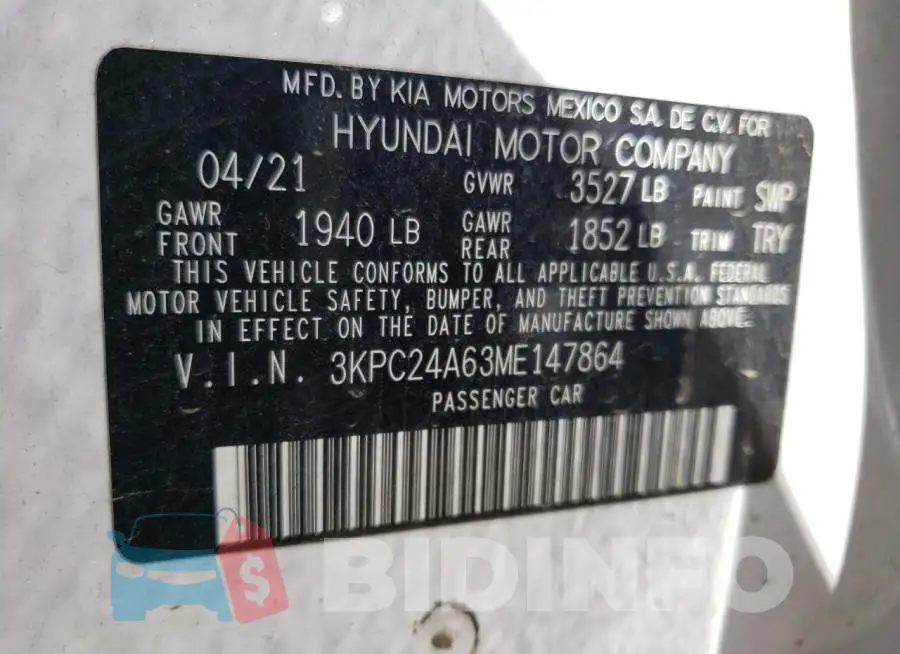 3KPC24A63ME147864 Photo# 13