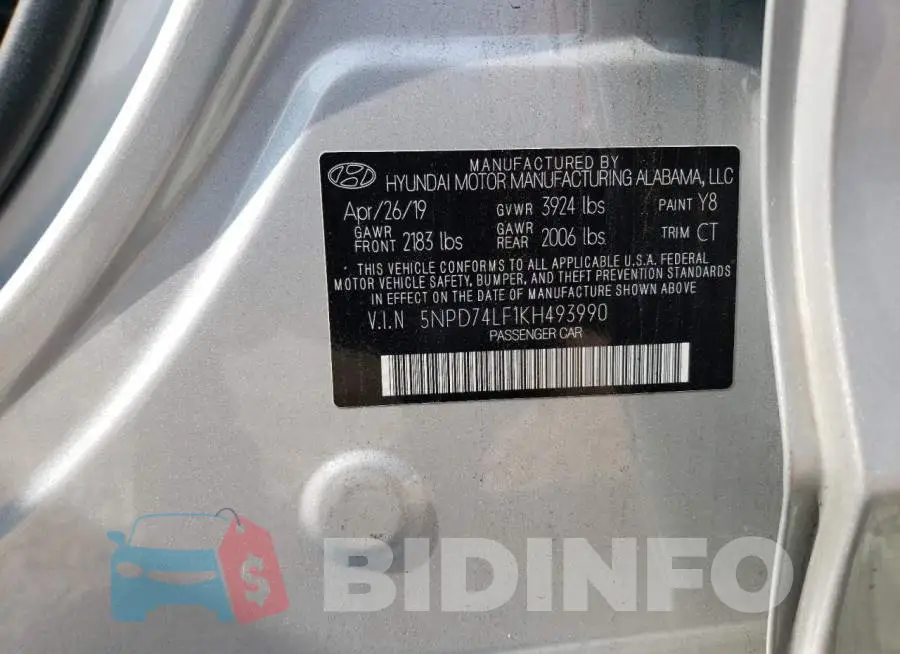5NPD74LF1KH493990 Photo# 12