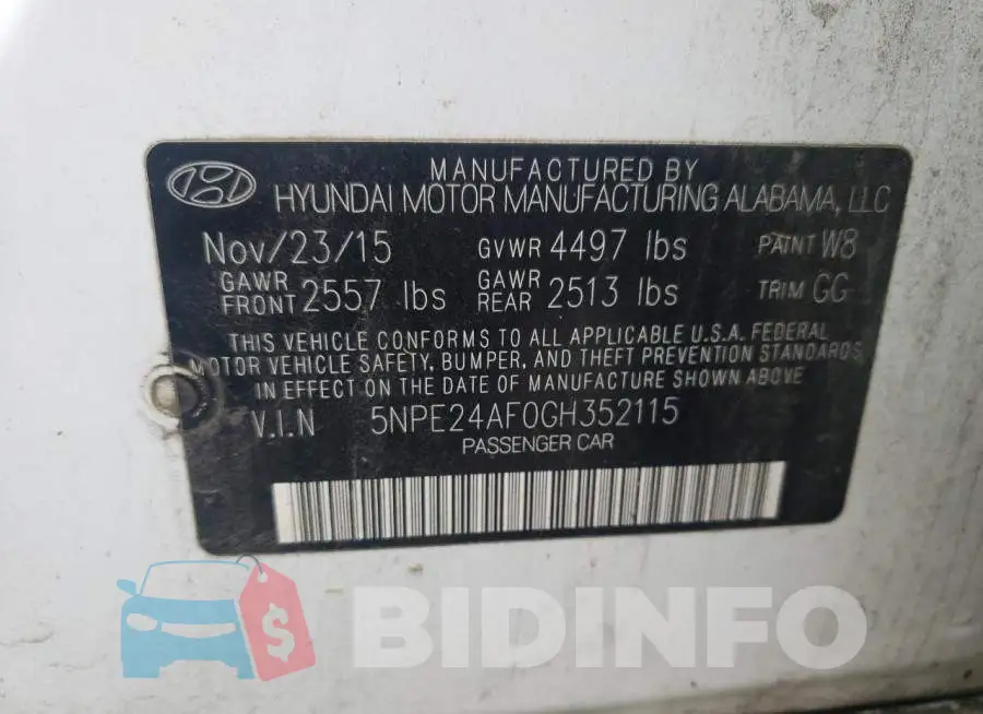 5NPE24AF0GH352115 Photo# 12