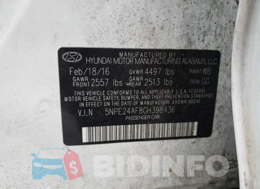 5NPE24AF8GH398436 Photo# 12