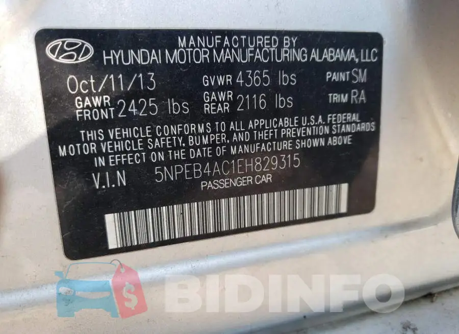 5NPEB4AC1EH829315 Photo# 12