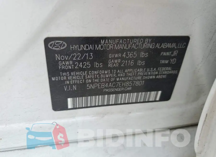 5NPEB4AC7EH857801 Photo# 12