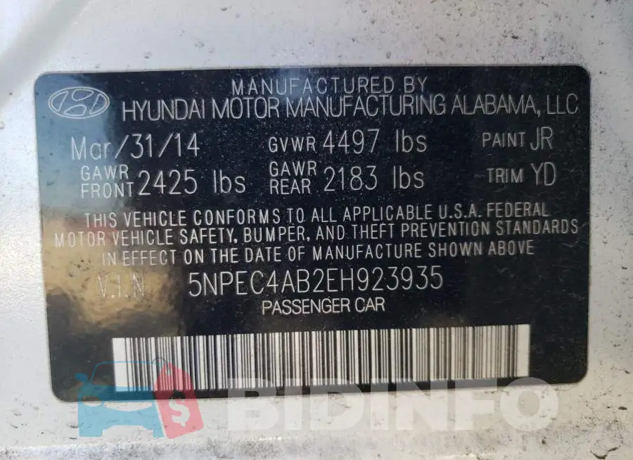 5NPEC4AB2EH923935 Photo# 13