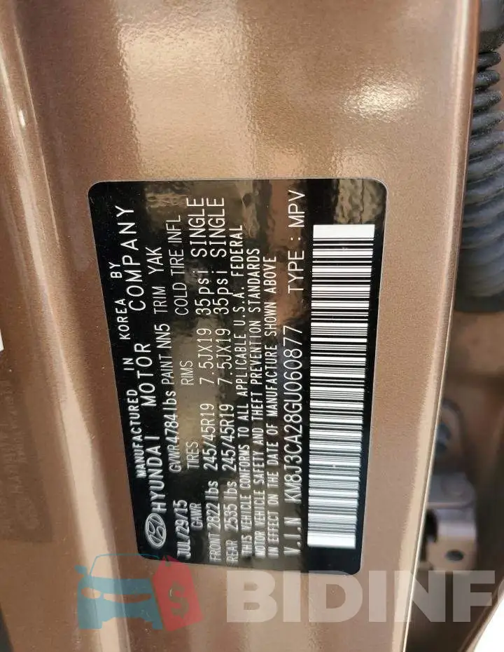 KM8J3CA28GU060877 Photo# 13