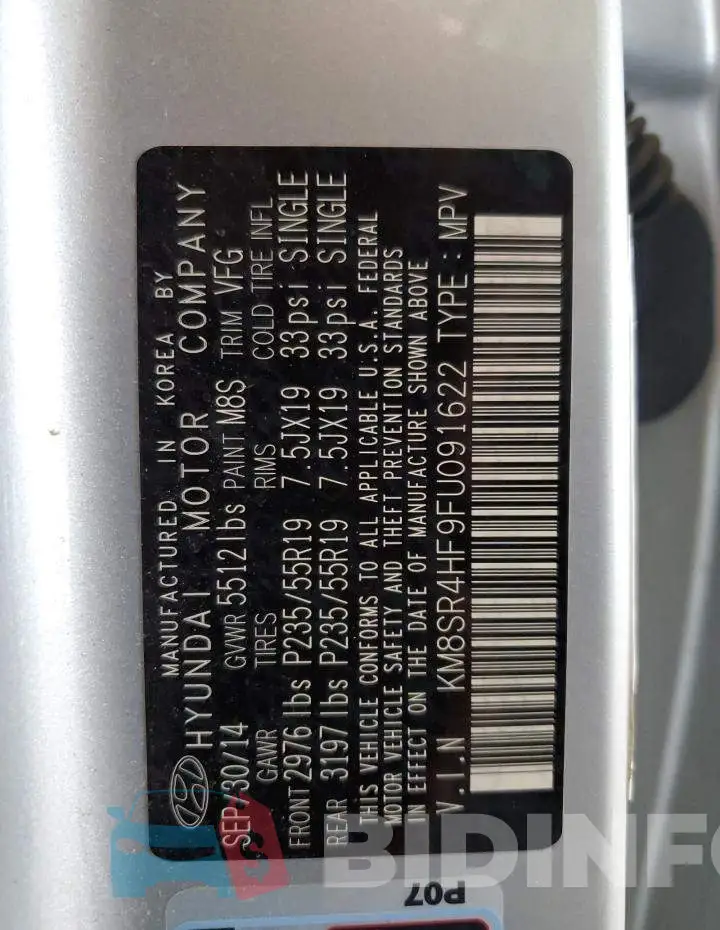 KM8SR4HF9FU091622 Photo# 12