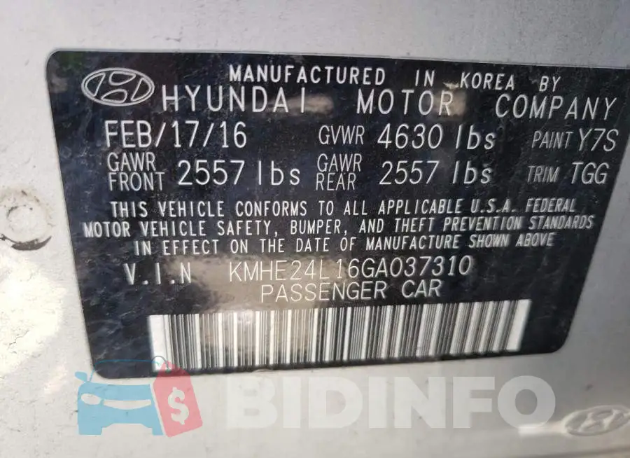 KMHE24L16GA037310 Photo# 13