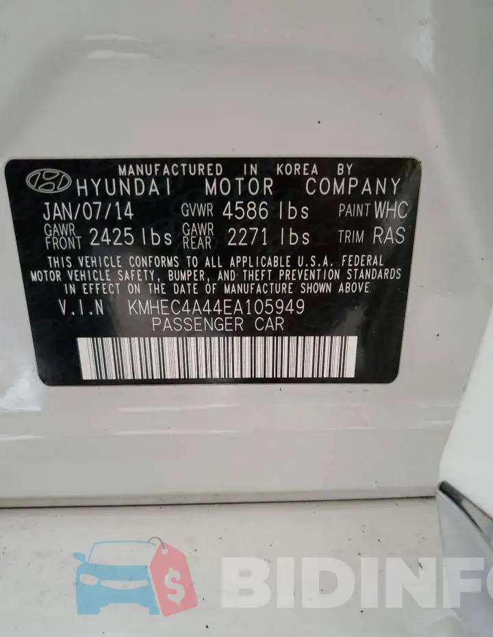 KMHEC4A44EA105949 Photo# 12