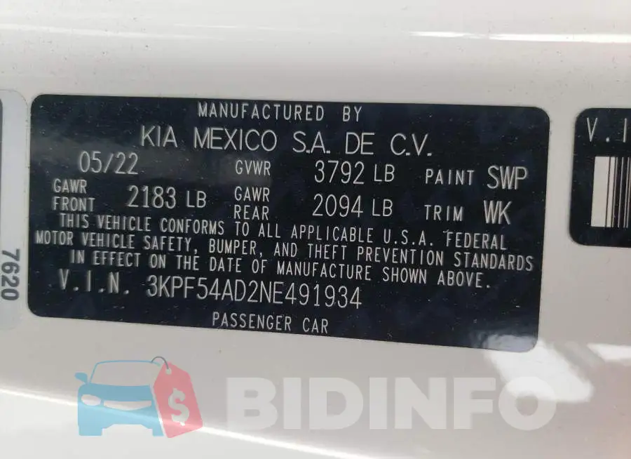 3KPF54AD2NE491934 Photo# 12