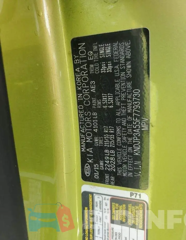 KNDJP3A55F7793730 Photo# 12