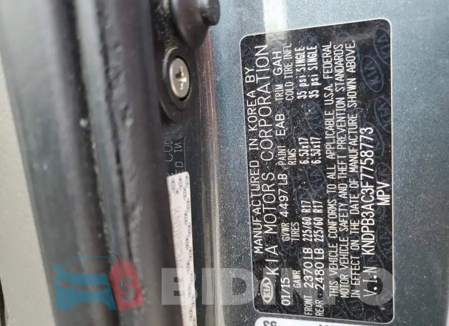 KNDPB3AC3F7758773 Photo# 13