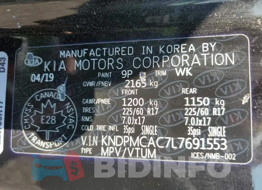 KNDPMCAC7L7691553 Photo# 13