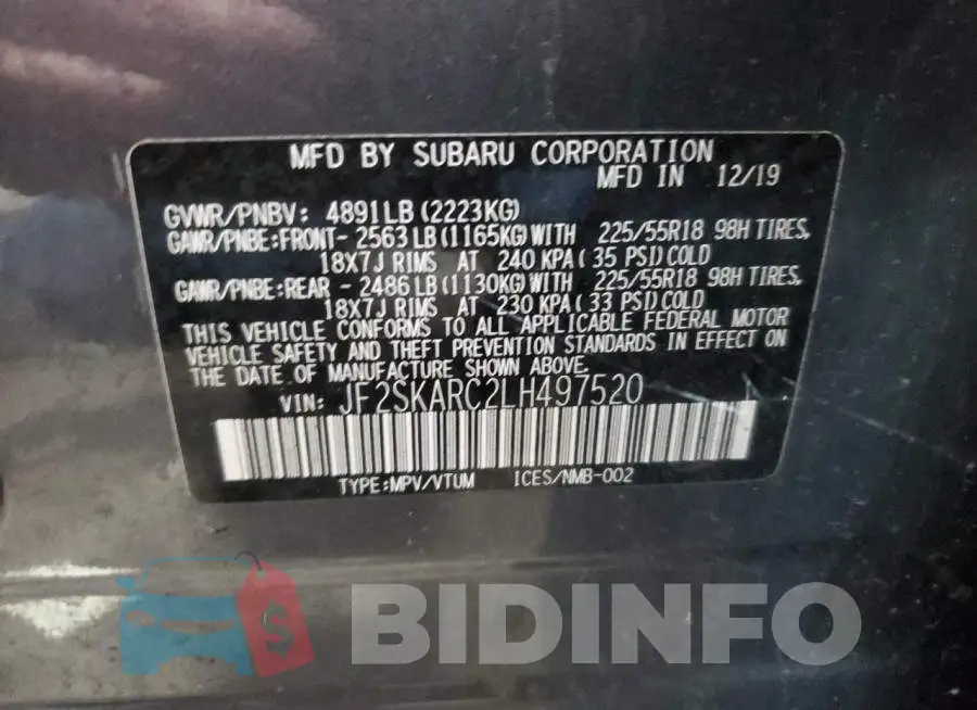 JF2SKARC2LH497520 Photo# 13
