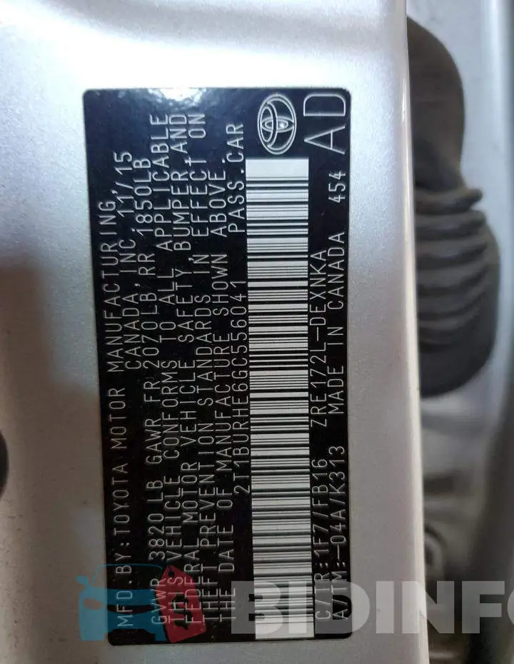 2T1BURHE6GC556041 Photo# 12