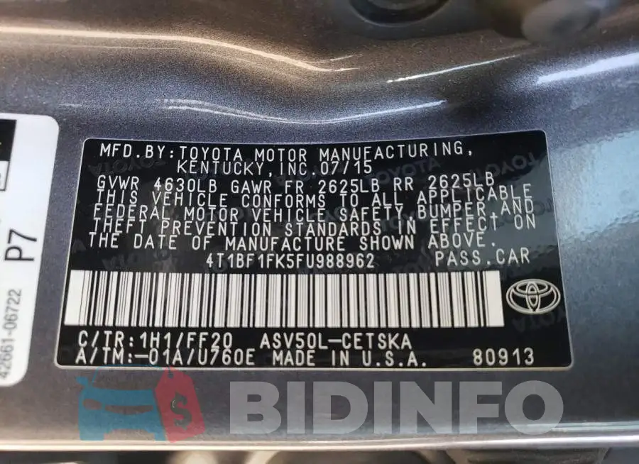 4T1BF1FK5FU988962 Photo# 12