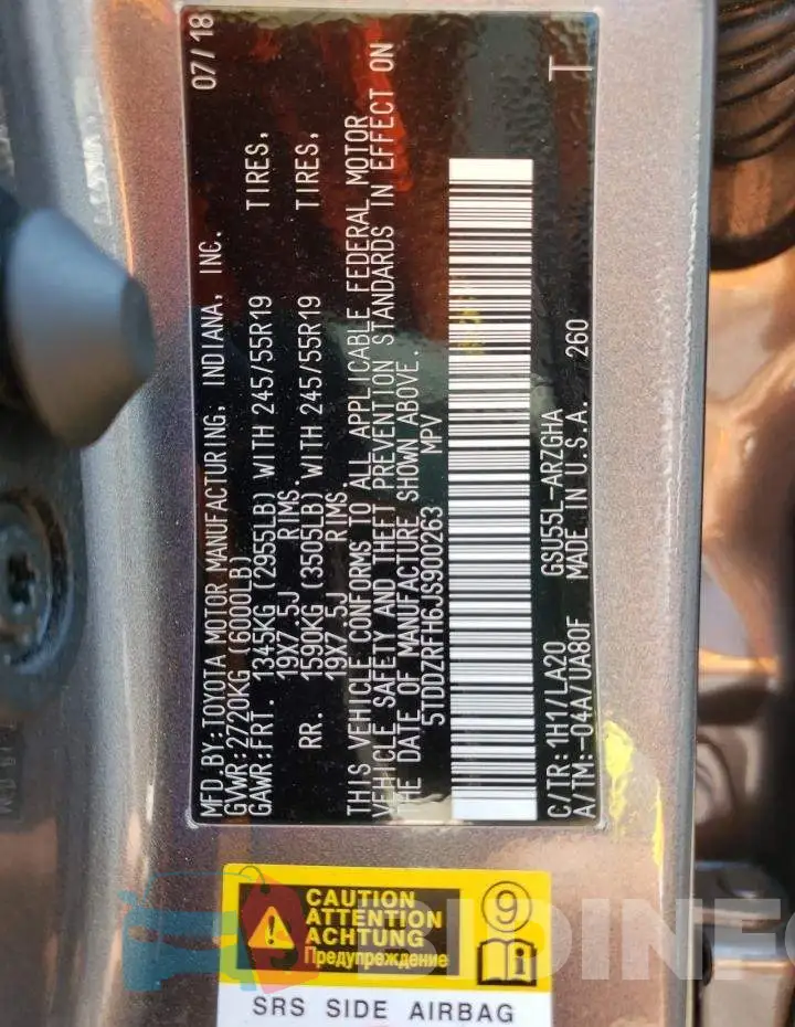 5TDDZRFH6JS900263 Photo# 14