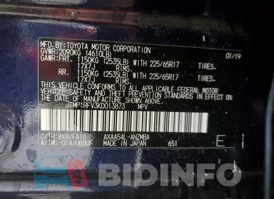 JTMP1RFV3KD013873 Photo# 14